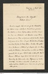 Nachlass Franz Steindachner, Brief von Eduard Graeffe an Franz Steindachner (07.08.1904), Inv.Nr. 173.48, Seite 1